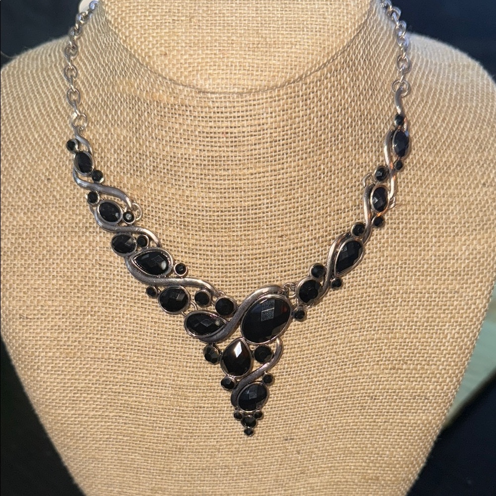 Elegant Black and Silver Necklace